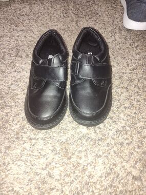 Kids Black Velcro Dress Shoes